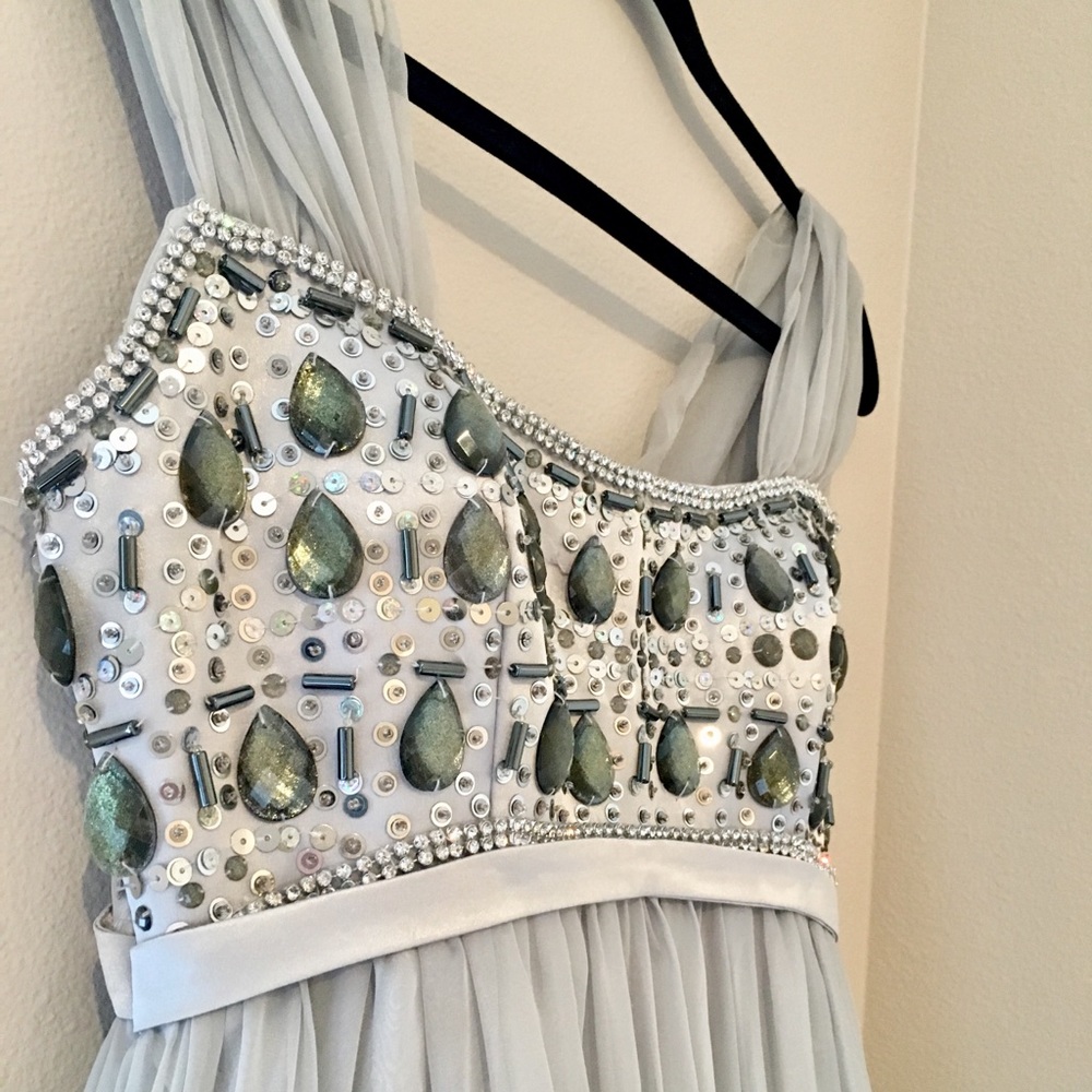 Grey Jeweled Bridesmaid Dress - Picture 3 of 3